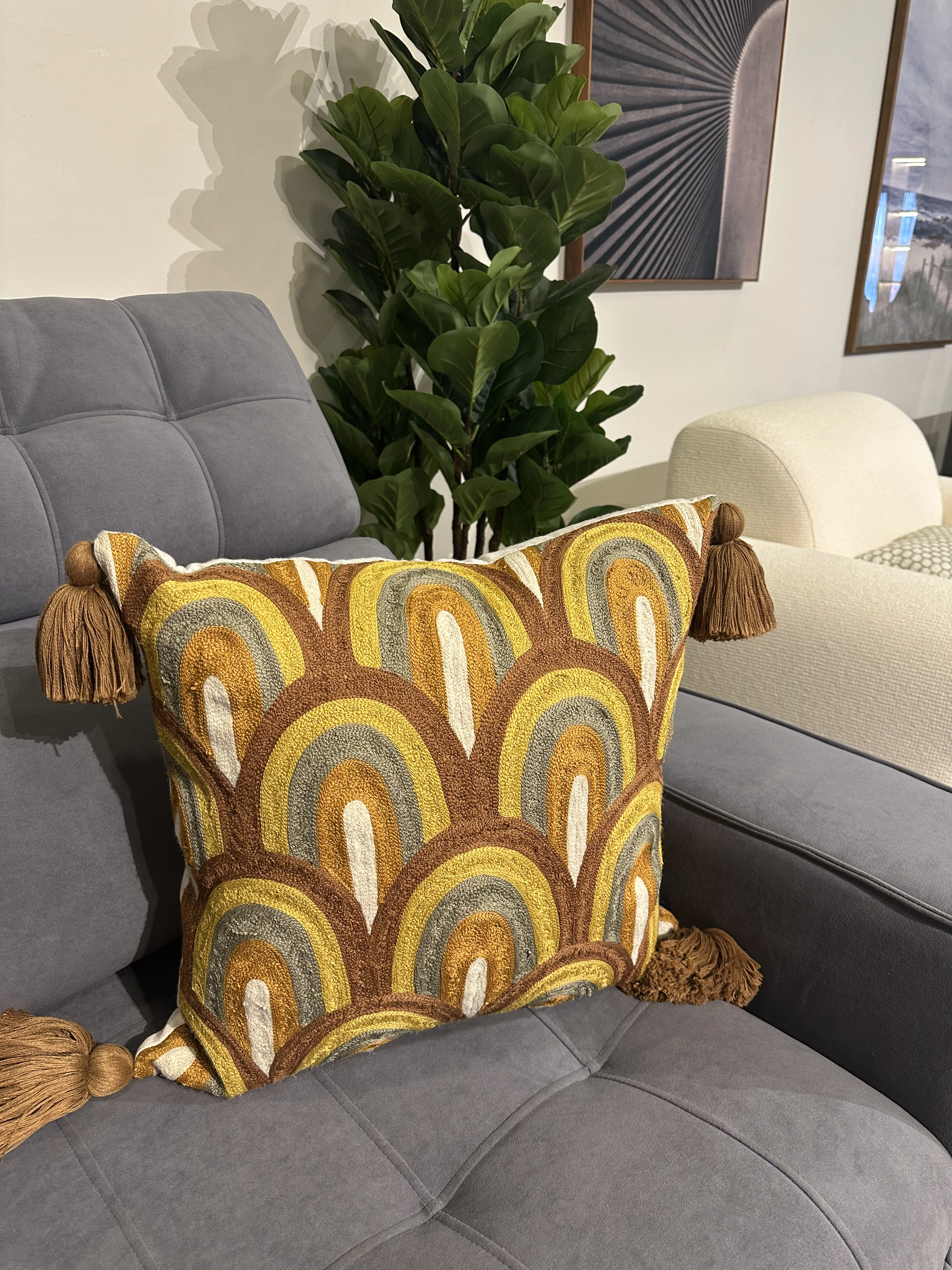 Almohada de tela Lino con bordado