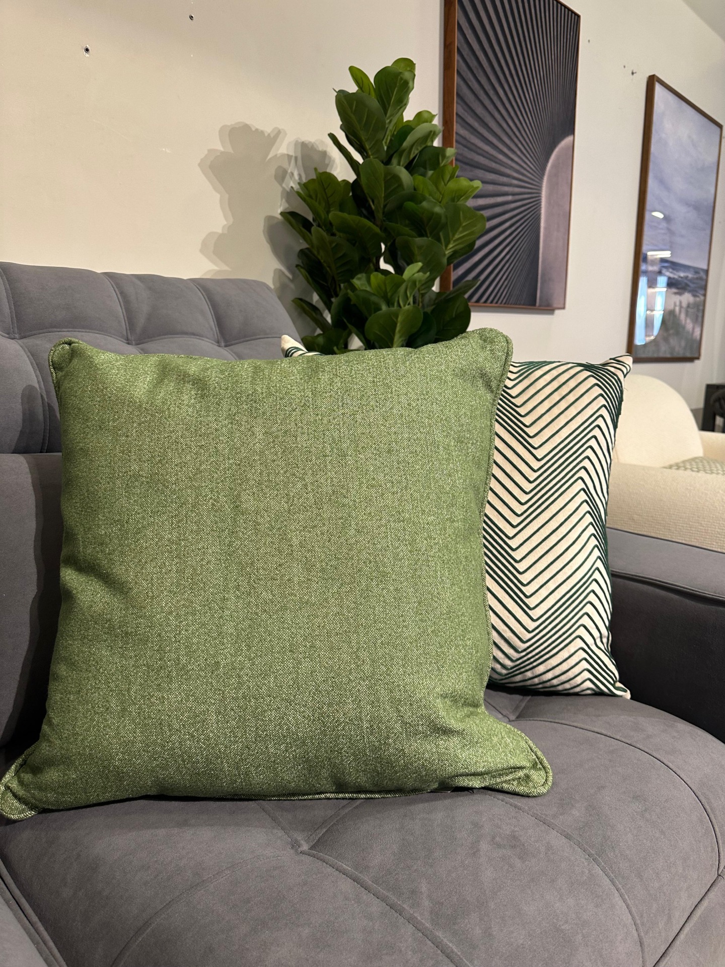 ALMOHADA 50X50 TELA LINO VERDE  - Vista 2