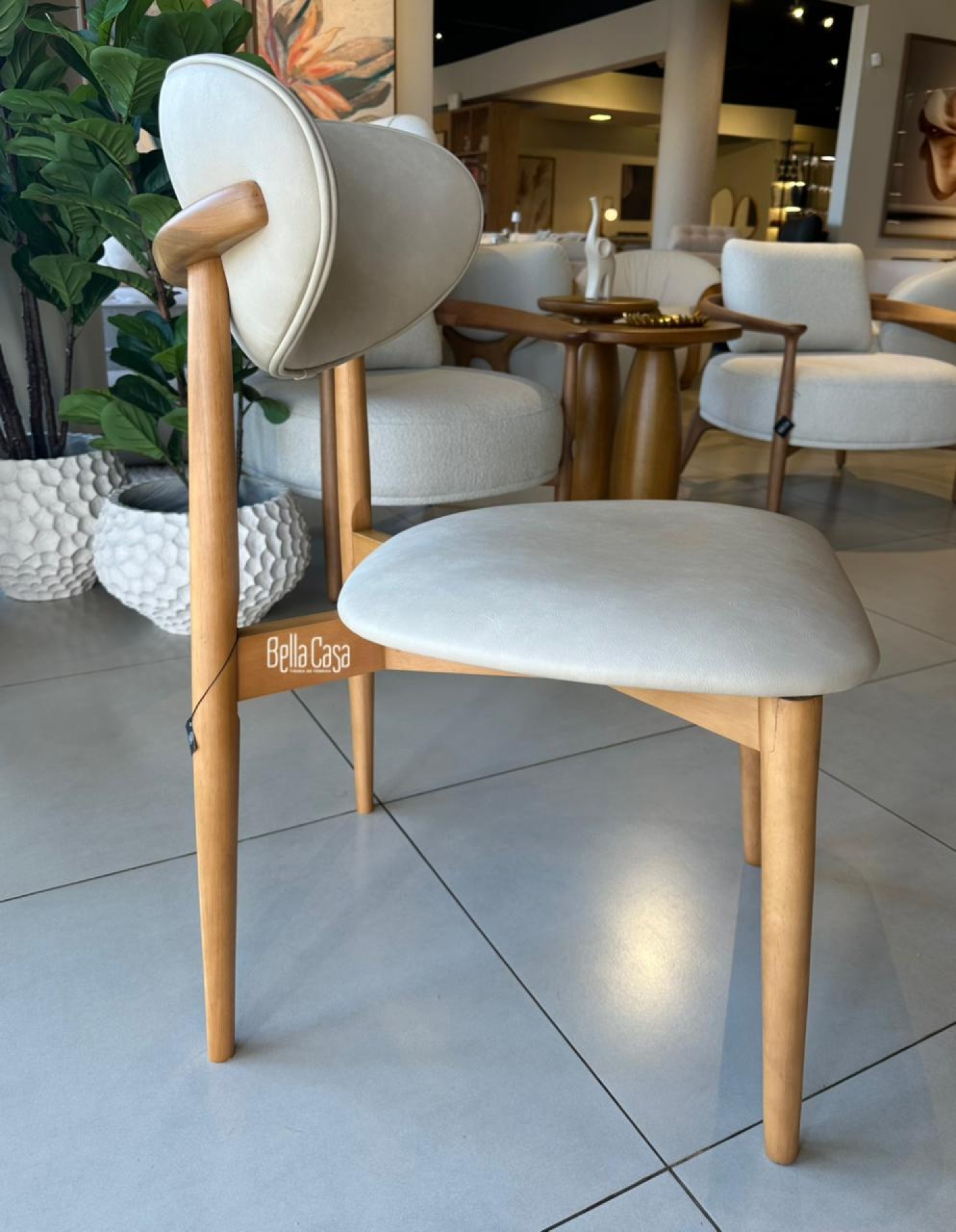 SILLA TOSCANA C/ MADERA Y ECO CUERO  - Vista 3